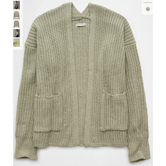 AE Open Front Cardigan Size M NWT Faded Olive - Picture 4 of 6